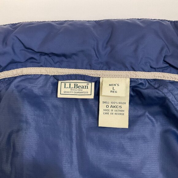 LL Bean Navy Blue Mens Large Zip-Up Windbreak Rain Jacket Outdoor Active Hooded - Picture 9 of 12